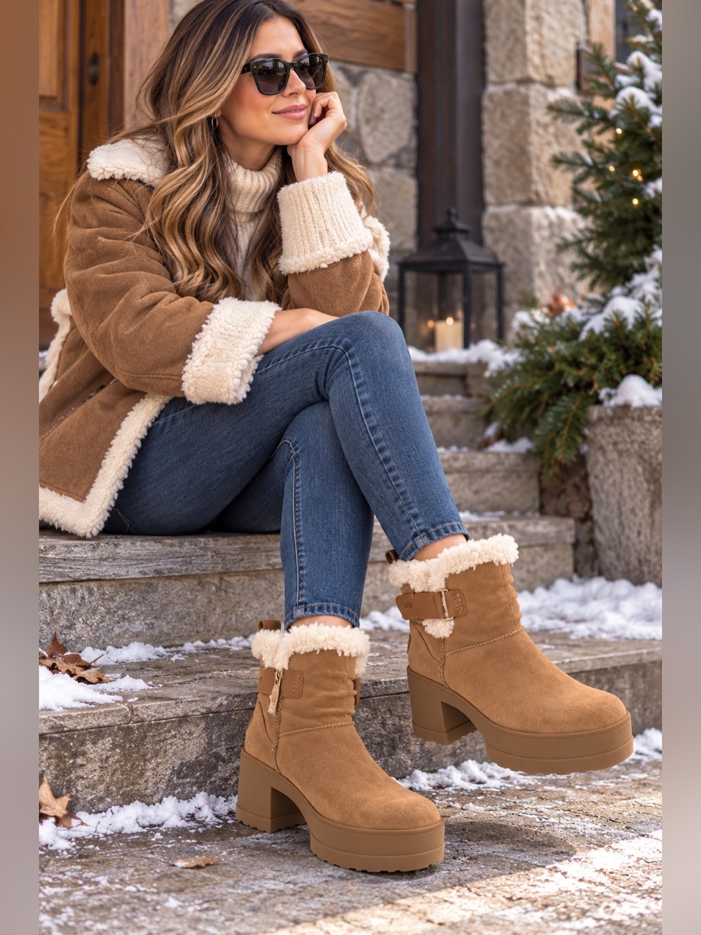 UGG Chestnut Suede Platform Ankle Boots – Women’s Size 5
